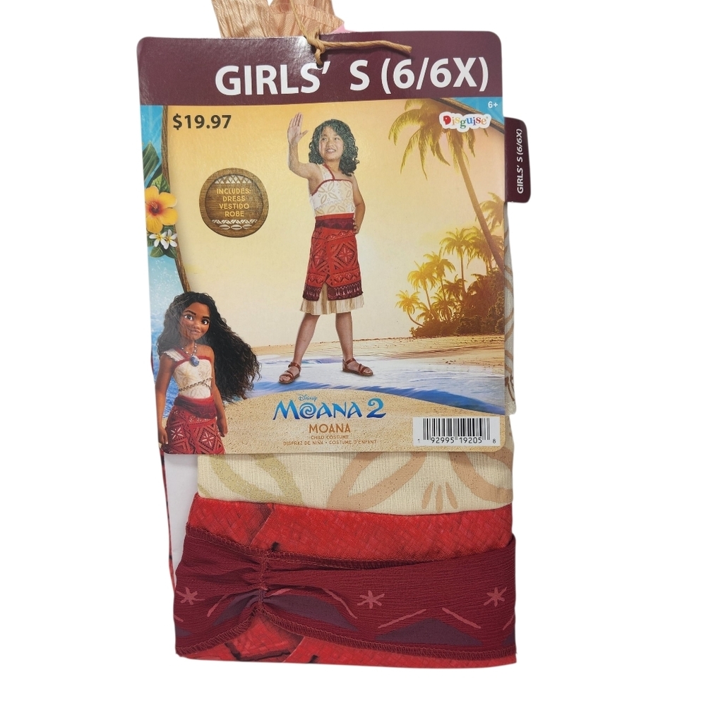 Disney Moana 2 Costume for Kids - Red and Gold SIZES XS To Med 4-8 Dress Up - Picture 6 of 8